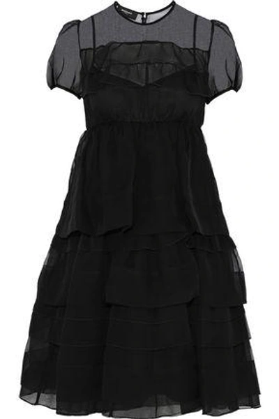 Shop Rochas Woman Tiered Ruffled Silk-organza Dress Black
