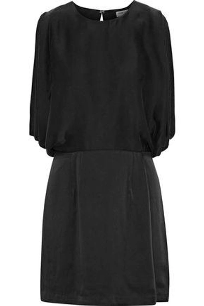 Shop Opening Ceremony Open-back Draped Washed-silk Mini Dress In Black