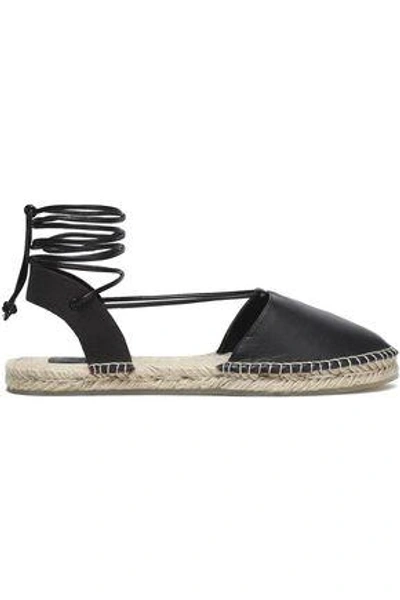 Shop Australia Luxe Collective Woman Lace-up Leather And Canvas Espadrilles Dark Brown In Chocolate