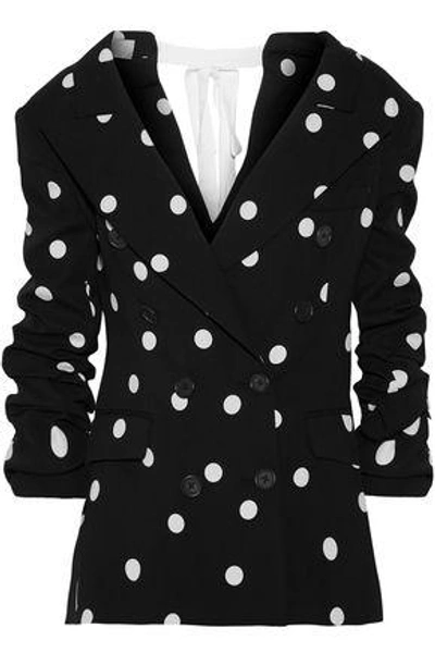 Shop Monse Woman Tie-back Button-embellished Polka-dot Silk-blend Jacket Black