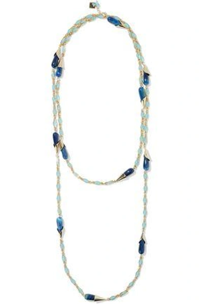 Shop Rosantica Woman Bellini Gold-tone Stone Necklace Blue