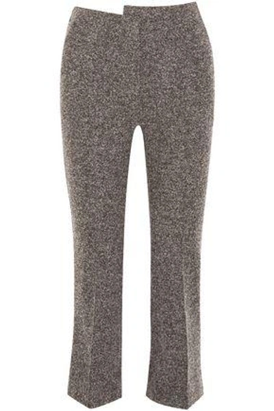 Shop Atlein Woman Cropped Wool-blend Tweed Bootcut Pants Anthracite