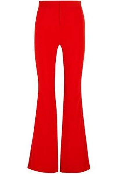 Shop Givenchy Woman Satin-trimmed Stretch-crepe Flared Pants Red