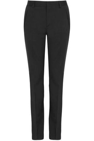 Shop Givenchy Woman Wool-twill Slim-leg Pants Black