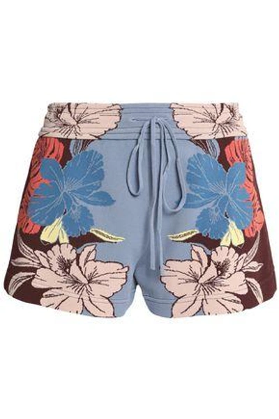 Shop Valentino Jacquard-knit Shorts In Azure