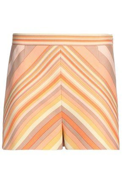 Shop Valentino Woman Pritned Wool-blend Shorts Peach