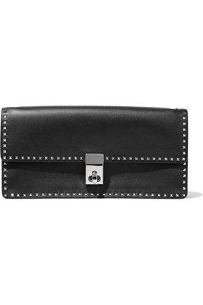 Shop Valentino Studded Leather Shoulder Bag In Black