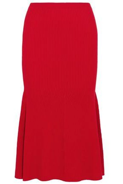 Shop Victoria Beckham Woman Midi Skirt Red