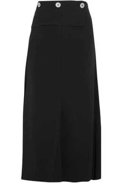 Shop Victoria Beckham Woman Button-detailed Crepe Midi Skirt Black