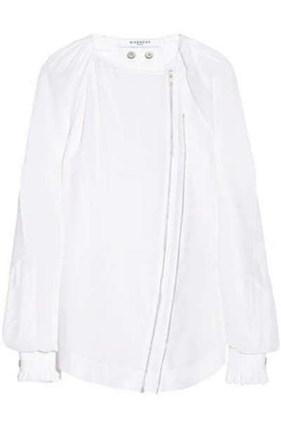 Shop Givenchy Woman Zip-detailed Silk Top Off-white