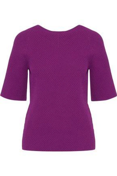 Shop Victoria Beckham Woman Open-knit Top Violet