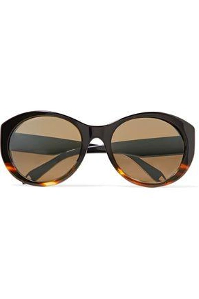 Shop Victoria Beckham Woman Upswept Oval Cat-eye Tortoiseshell Acetate And Gold-tone Sunglasses Black