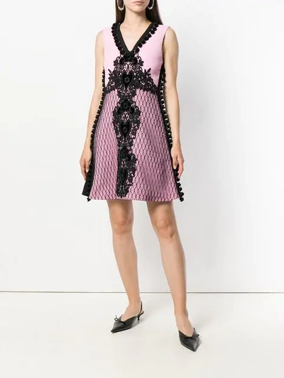 Shop Fausto Puglisi Embroidered A-line Dress In 533 Nero+rosa