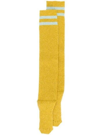Shop Alberta Ferretti Striped Long Socks - Yellow