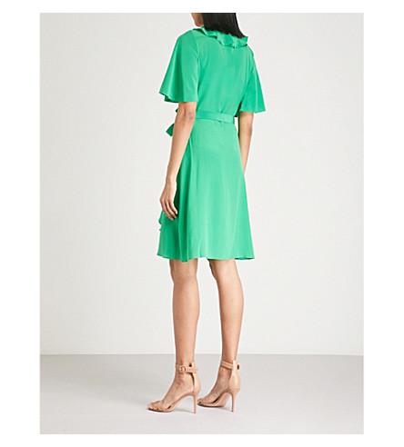 karen millen green silk wrap dress