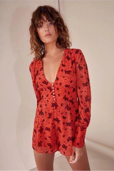 Shop C/meo Collective Sweet Thing Playsuit In Chilli Rose