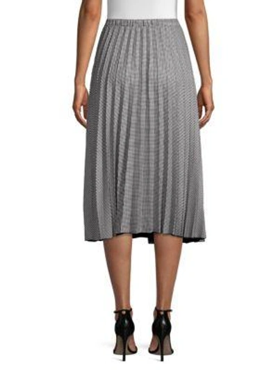 Shop Donna Karan Pleated A-line Skirt In Black Ivory Multi
