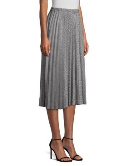 Shop Donna Karan Pleated A-line Skirt In Black Ivory Multi