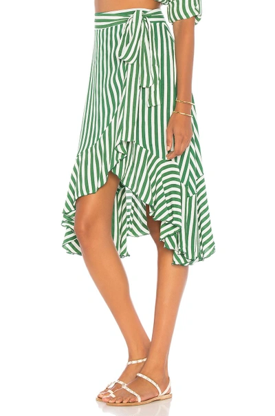 Shop Faithfull The Brand Tramonti Skirt In Green Zeus Stripe