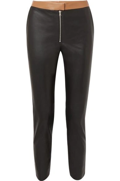 Shop Victoria Beckham Two-tone Leather Skinny Pants In Black