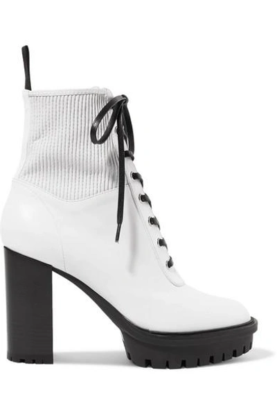 Shop Gianvito Rossi 90 Lace-up Leather Ankle Boots In White