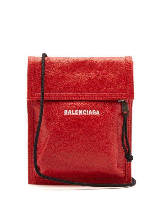 Balenciaga Explorer Leather Pouch Bag In Colour: Red | ModeSens
