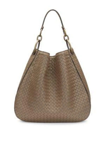 Shop Bottega Veneta Woven Nappa Leather Hobo Bag In Marmo