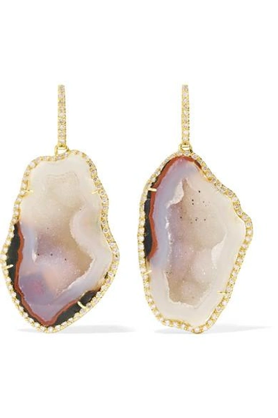 Shop Kimberly Mcdonald 18-karat Gold, Geode And Diamond Earrings