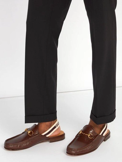 Gucci Roos Horsebit Slingback-strap Leather Loafers In Brown | ModeSens