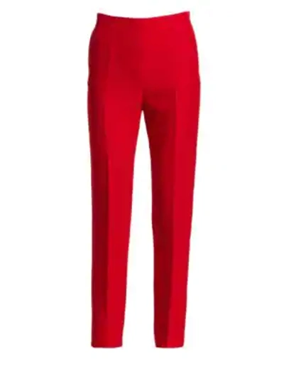 Shop Valentino Cady Silk Tailored Skinny Pants In Red