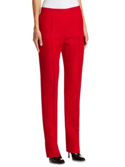 Shop Valentino Cady Silk Tailored Skinny Pants In Red