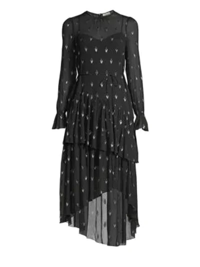 Shop Joie Maylene Metallic Arrow High-low Dress In Caviar