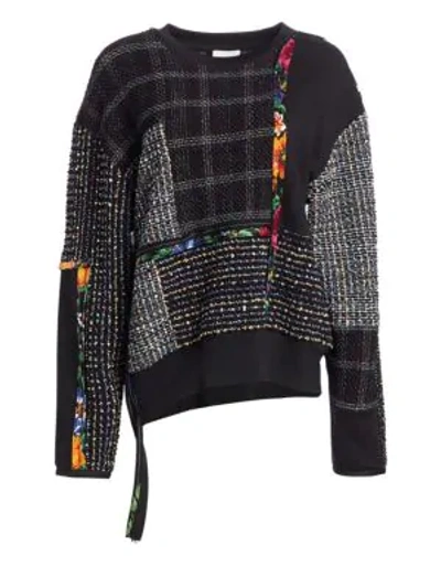 Shop 3.1 Phillip Lim / フィリップ リム Patchwork Tweed Sweater In Black White Multi