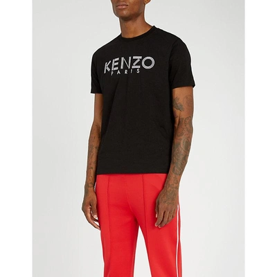 Shop Kenzo Logo-print Cotton-jersey Tee In Black