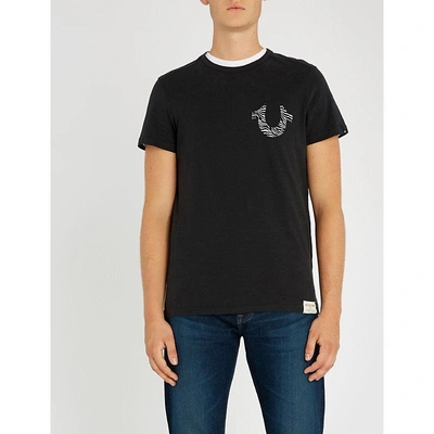 Shop True Religion Zebra-logo Cotton T-shirt In Black