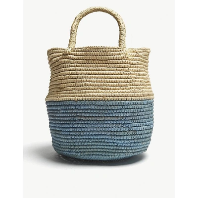 Shop Artesano Blue Woven Mini Bag In Aqua