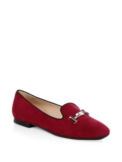 Shop Tod's Double T Slip-on Loafers In Dragon Fruit