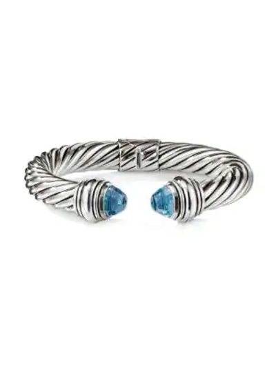 Shop David Yurman Cable Classics Sterling Silver Cable Bracelet In Sky Blue Topaz