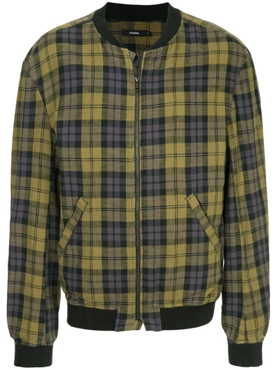 Shop Bassike Checked Bomber Jacket - Yellow