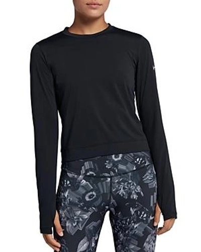 Shop Nike Miler Mesh-back Cropped Top In Black