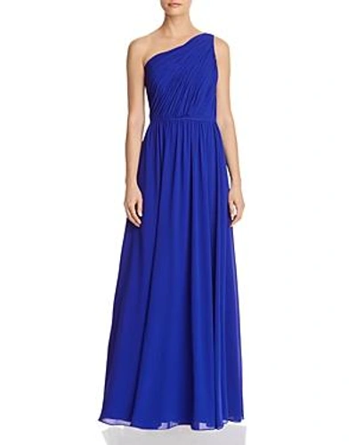 Shop Laundry By Shelli Segal One-shoulder Goddess Gown - 100% Exclusive In Cobalt