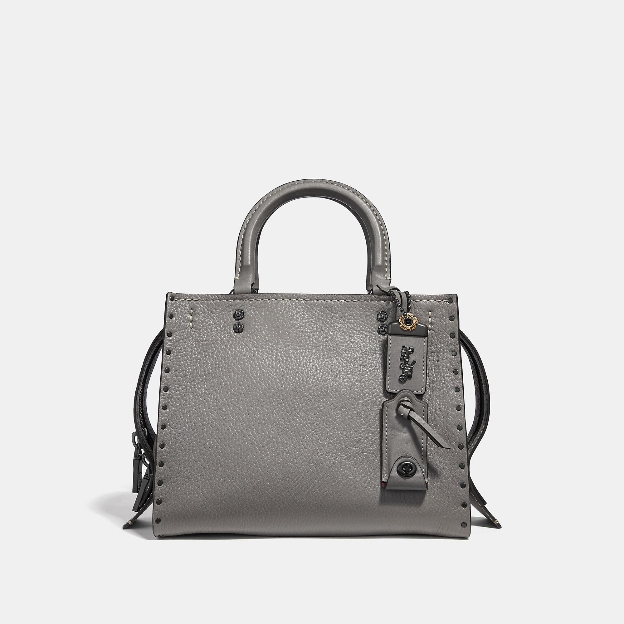 coach heather grey mini grab bag