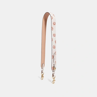 Shop Coach Strap With Rose Print - Women's In Chalk/light Gold