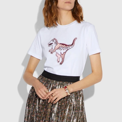 Shop Coach Embroidered Rexy T-shirt In Optic White