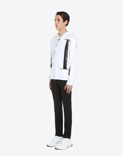 Shop Valentino Maxi Vltn Sweatshirt With Hood Man White Cotton 93%, Polyamide 7% S