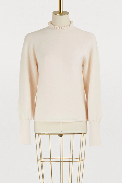 Shop Molli Blouse With A Ruffle Collar In Creme
