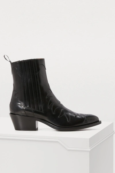 Shop Sartore Flamm Leather Ankle Boots In Black