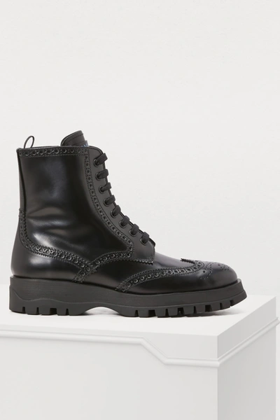 Shop Prada Hiking Zip-up Ankle Boots In Black