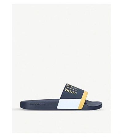 Shop Givenchy Fade Logo Sliders In Navy