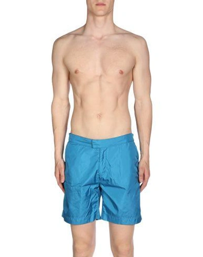 Shop Tomas Maier Swim Shorts In Turquoise